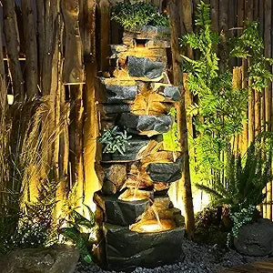 5-Tiers Large Cascading Realistic Tree Trunk Natural Waterfall