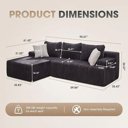 Modular L-Shaped Sectional with Storage Modules