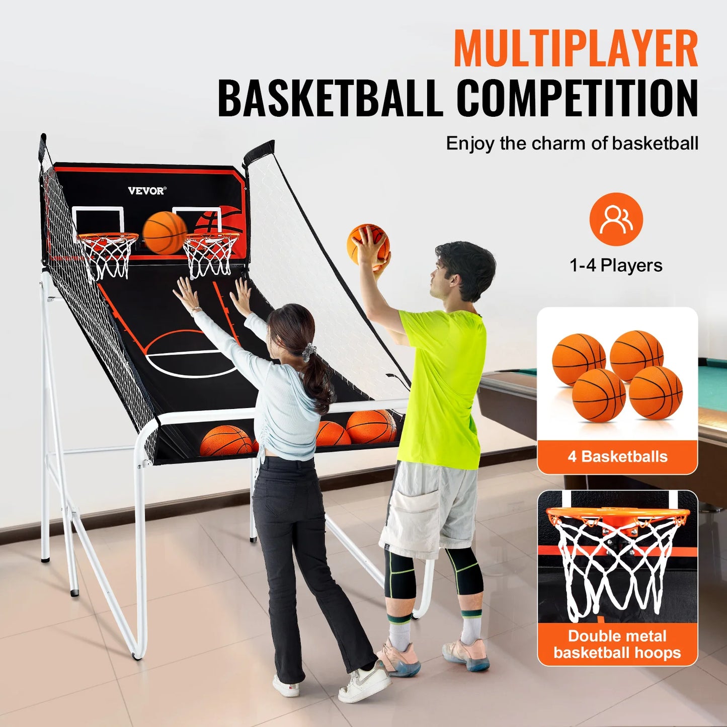Foldable Arcade Game 2 Player Indoor Basketball Game