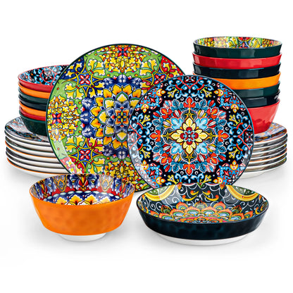 Ceramic Dinnerware Set Bohemian Style For 6