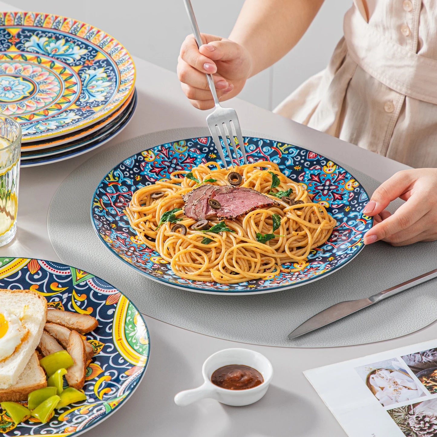 Ceramic Dinnerware Set Bohemian Style For 6