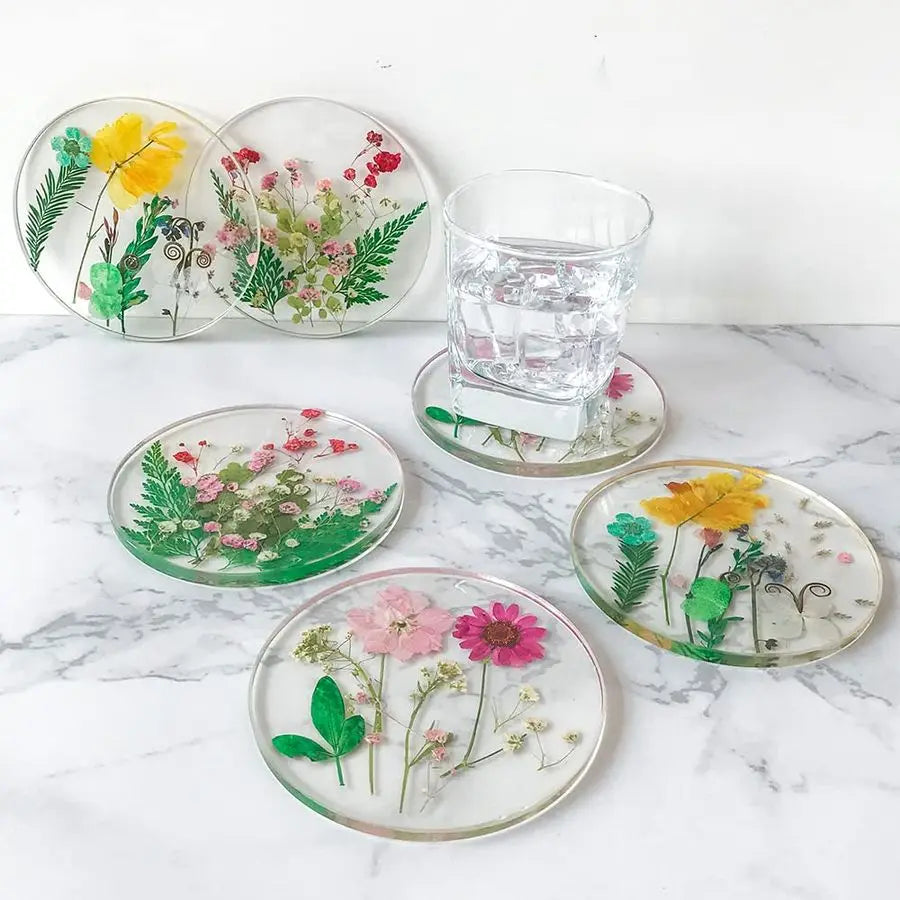 Coaster Set with Flowers