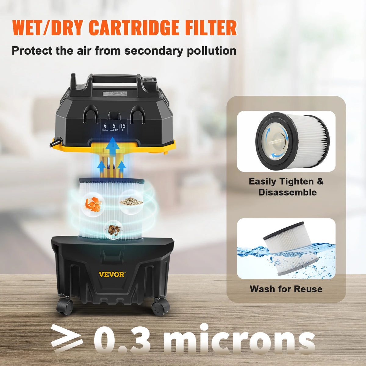 Wet and Dry Vacuum Cleaner 15L