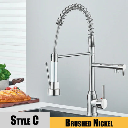 Black Kitchen Sink Faucet Pull Down Hot and Cold Water