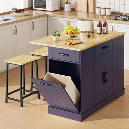 Kitchen Island with 2 Chairs