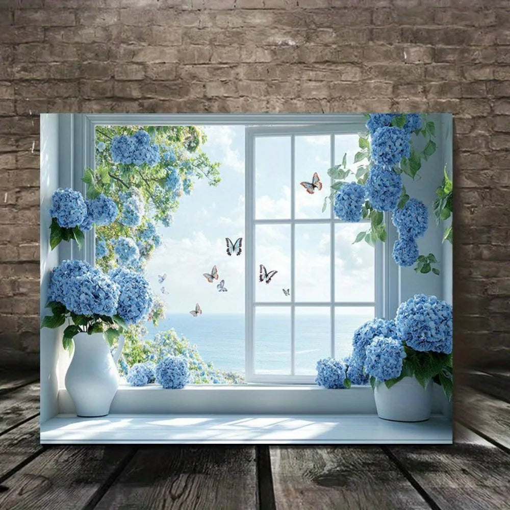Interior Art Deco, enchanting blue daffodil canvas wall art