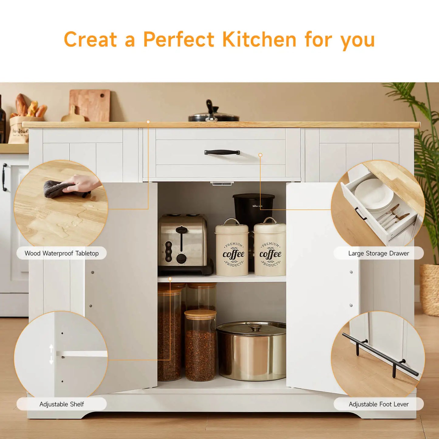 Kitchen Island with 2 Chairs