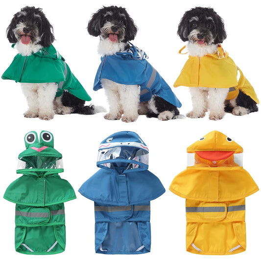 Fashionable Reflective Pet Dog Raincoat, Hooded Waterproof Jacket