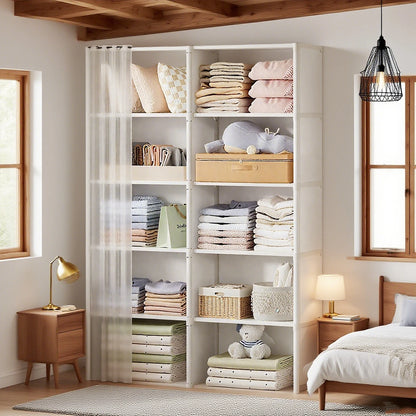 6 Layers Dustproof Bedroom Closet Organizer Bookshelf Cabinet