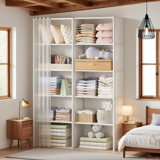 6 Layers Dustproof Bedroom Closet Organizer Bookshelf Cabinet