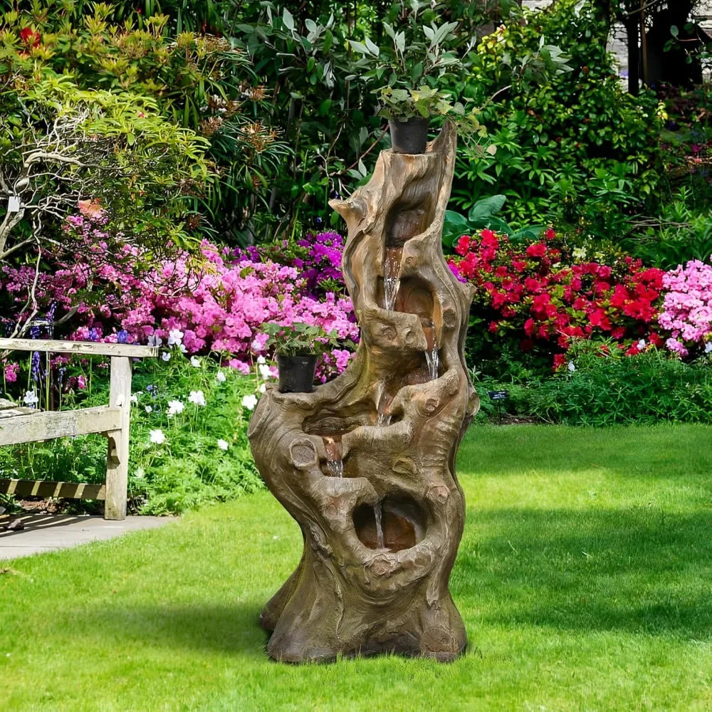 5-Tiers Large Cascading Realistic Tree Trunk Natural Waterfall
