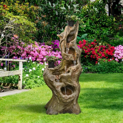 5-Tiers Large Cascading Realistic Tree Trunk Natural Waterfall