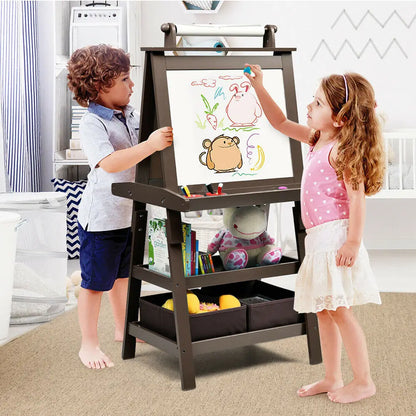 3 in 1 Double-Sided Storage Art Easel w/ Paint Cups