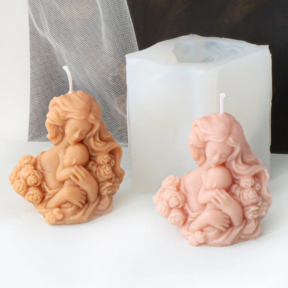 3D Mother and Baby Silicone Candle Mold