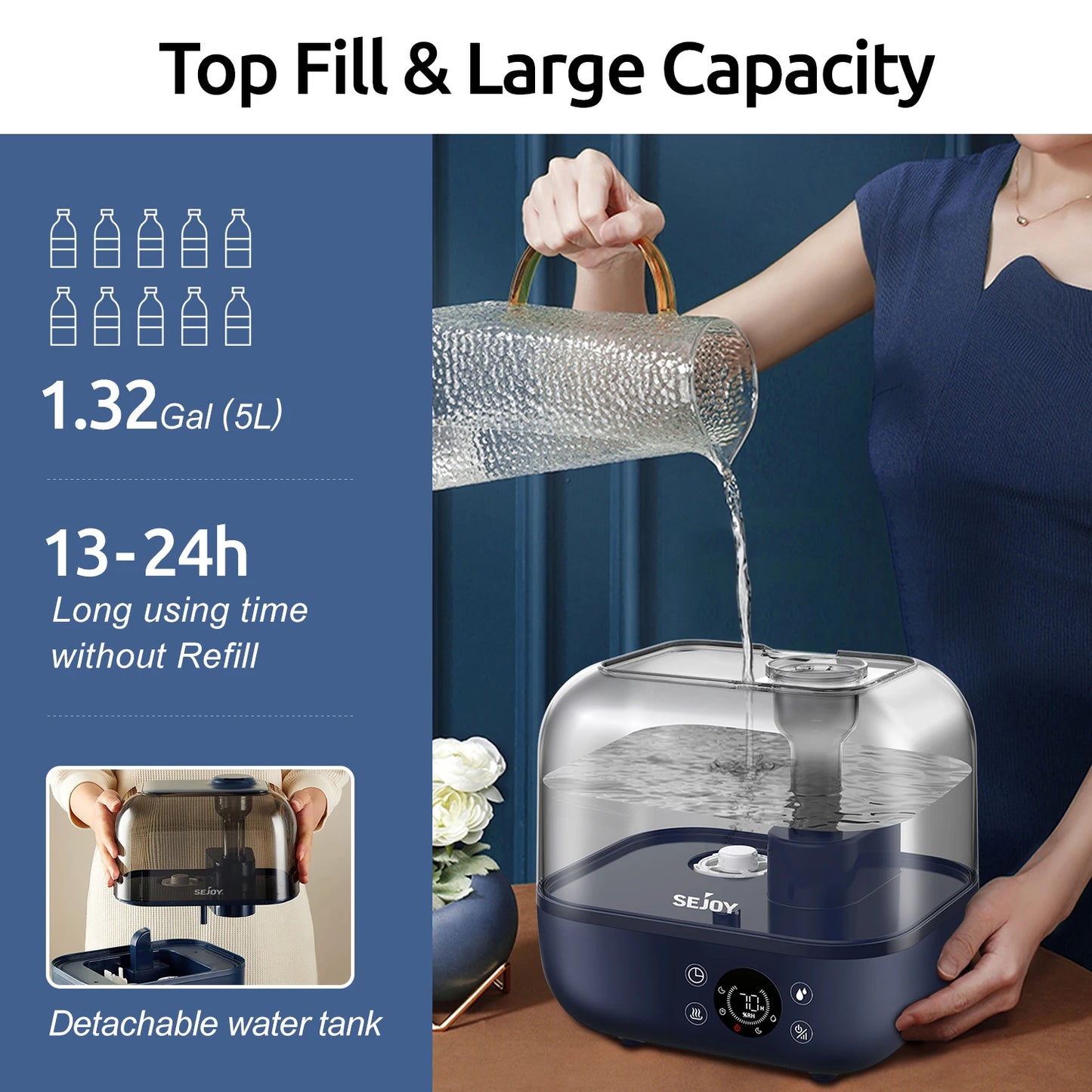 Ultrasonic Cool Mist Humidifiers 5L with Essential Oil