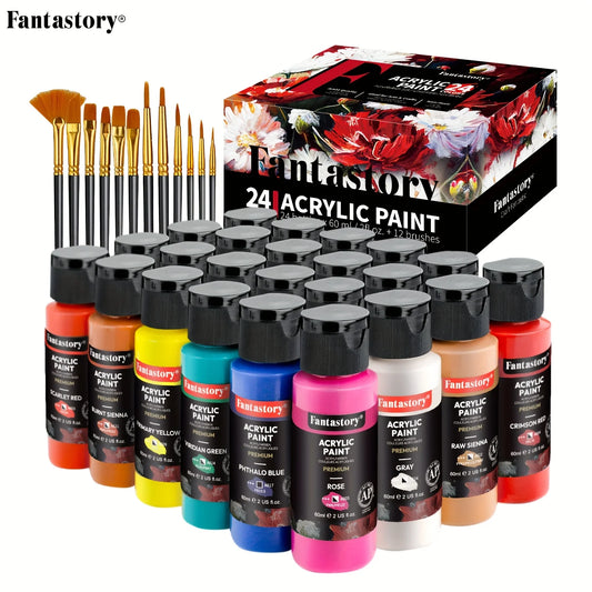 Professional Craft Paint With 12 Brushes