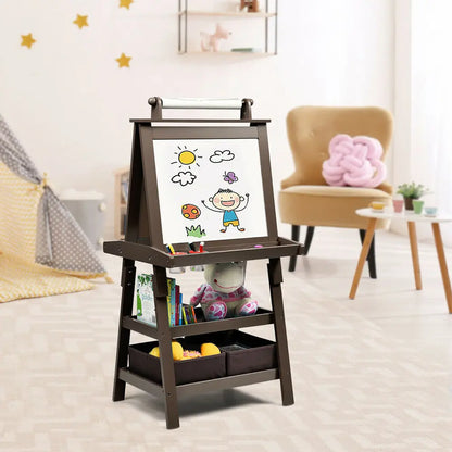 3 in 1 Double-Sided Storage Art Easel w/ Paint Cups