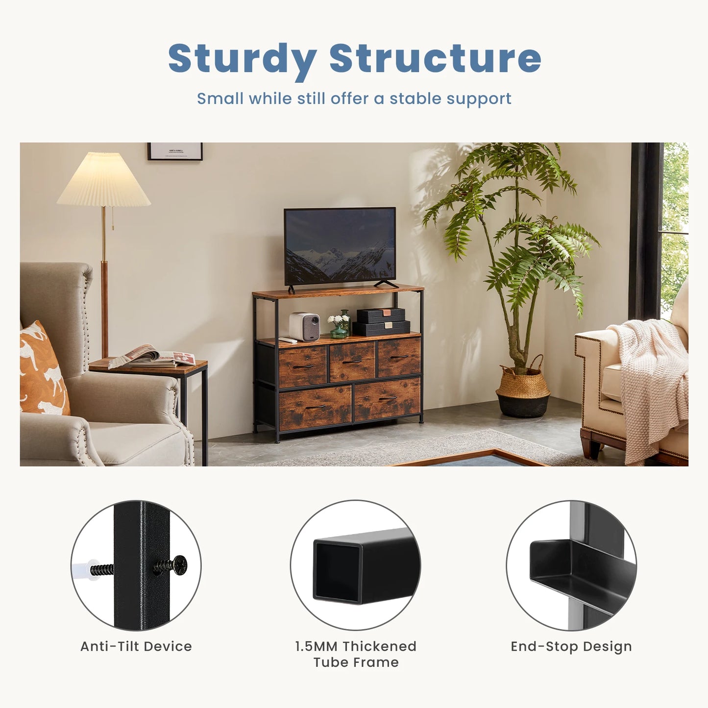 Fireplace TV Stand Dresser For Bedroom
