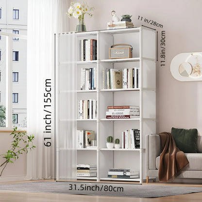 6 Layers Dustproof Bedroom Closet Organizer Bookshelf Cabinet