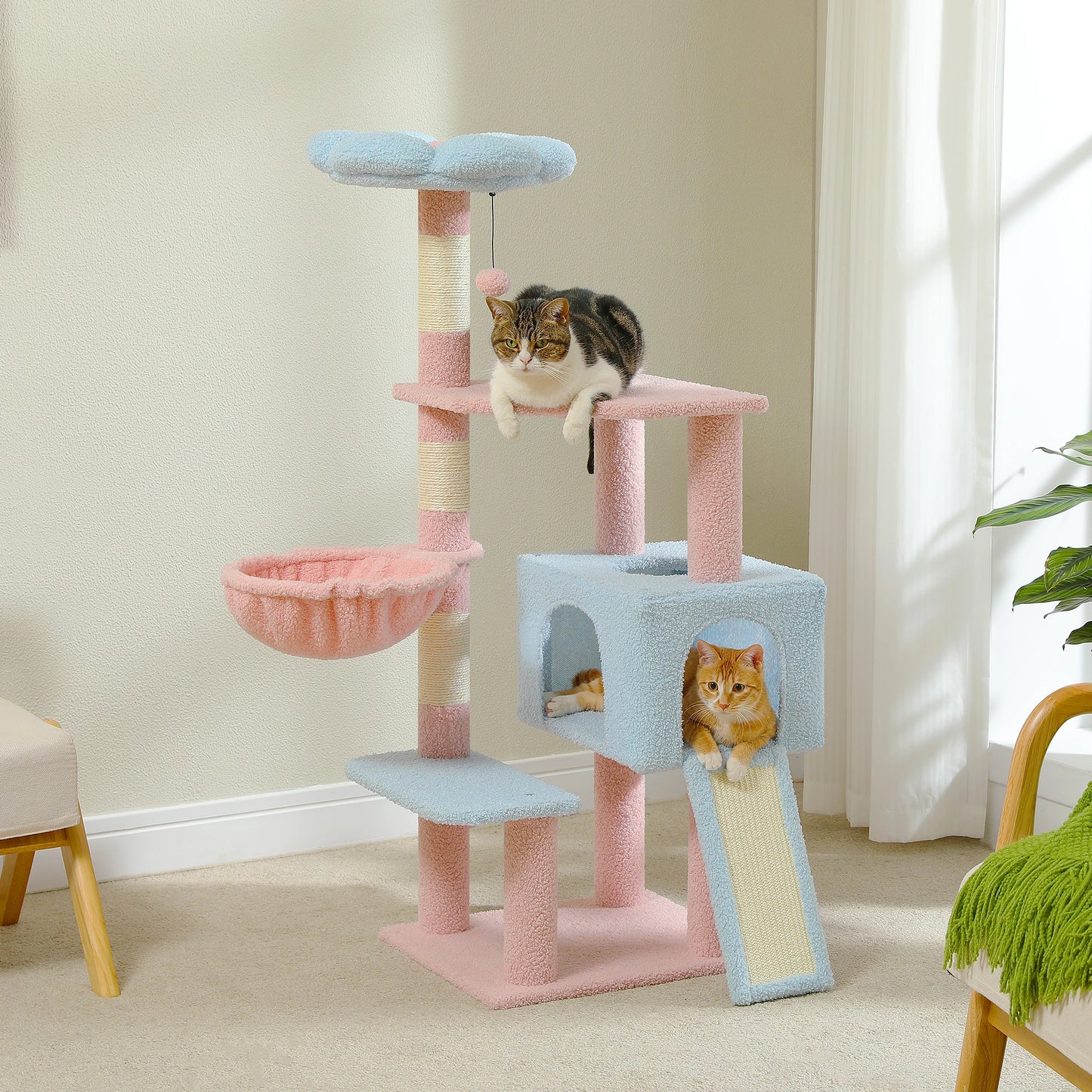 Flower Cat Tree Multi-Level Cat Tower with Scratching Posts