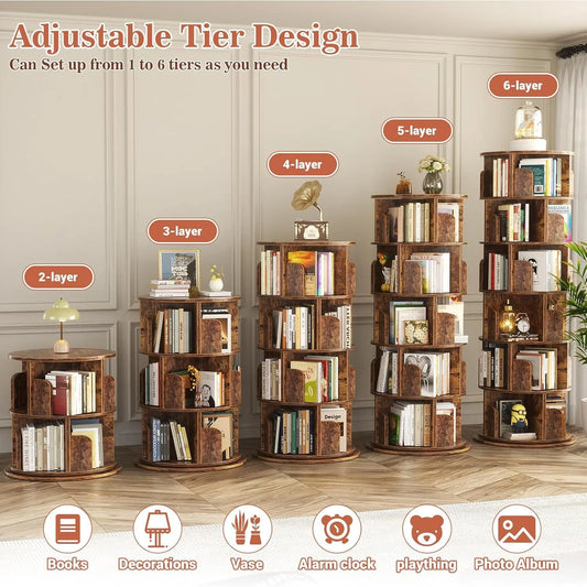 6 Tier Rotating Bookshelf