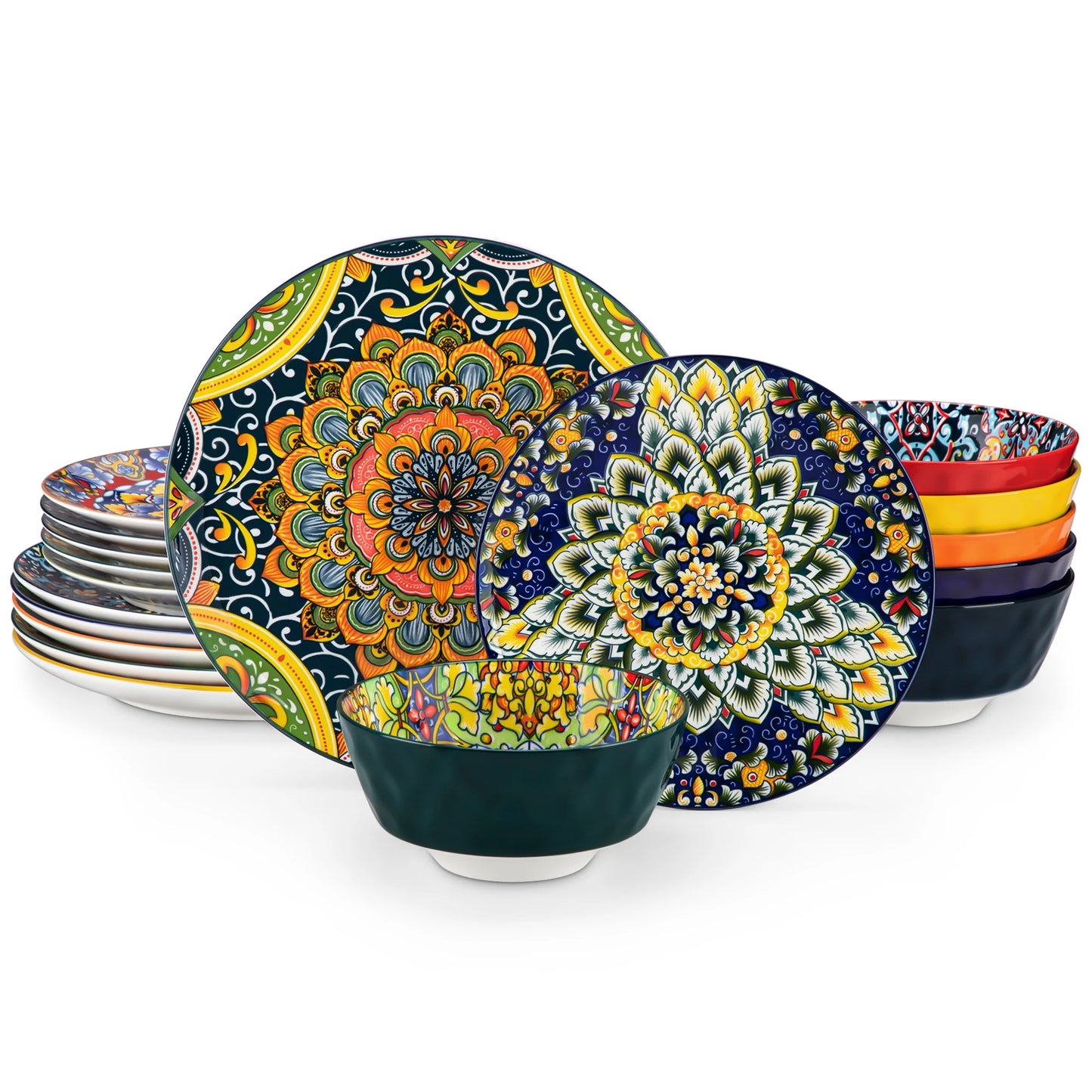 Ceramic Dinnerware Set Bohemian Style For 6