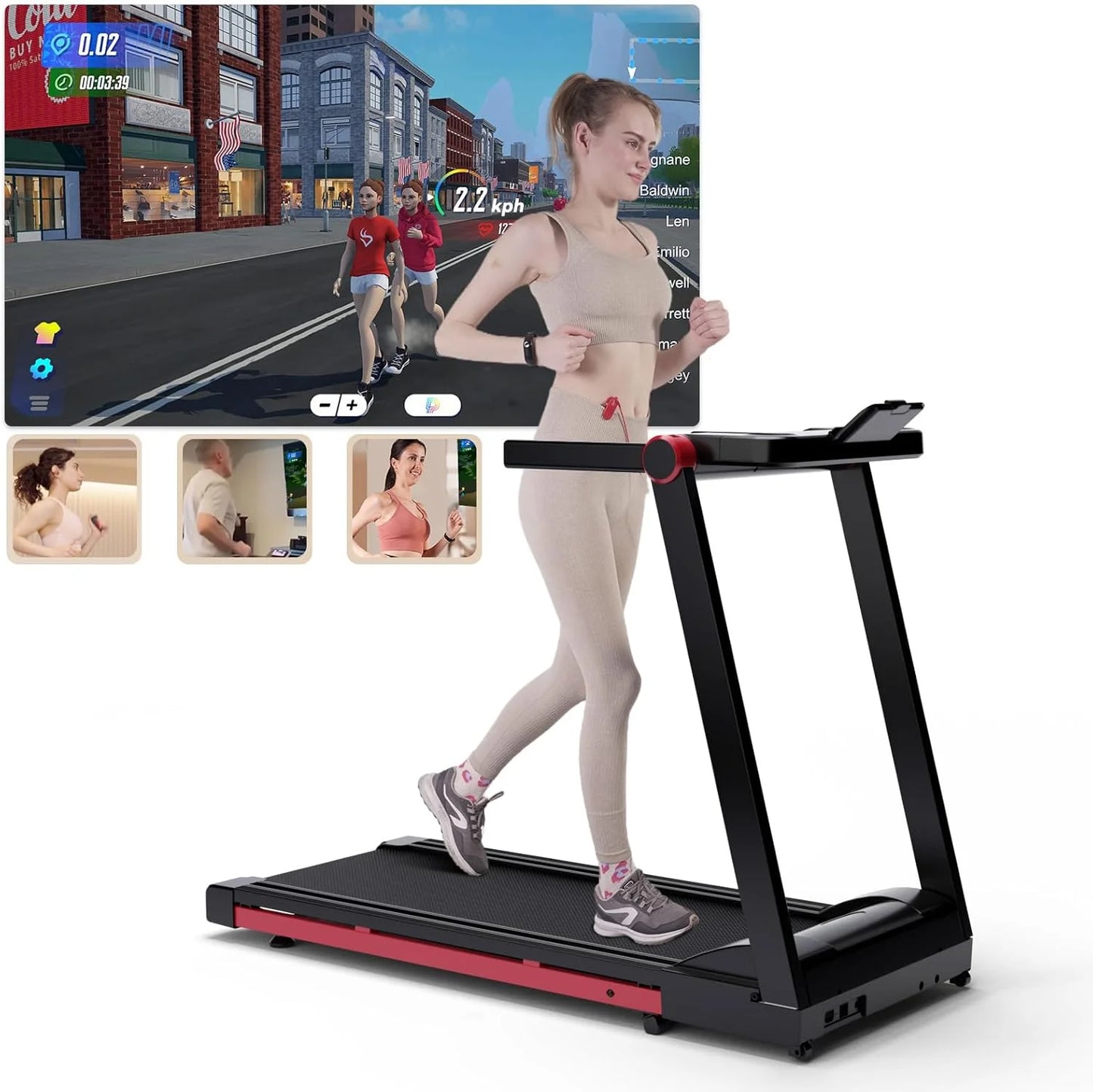 3.5HP Foldable Treadmill 350lbs Adjustable Incline