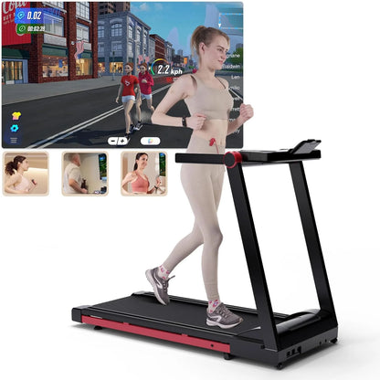 3.5HP Foldable Treadmill 350lbs Adjustable Incline