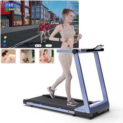 3.5HP Foldable Treadmill 350lbs Adjustable Incline
