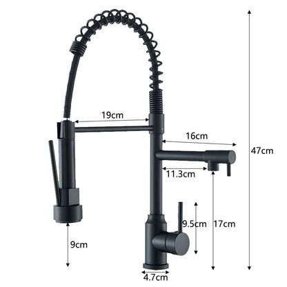 Black Kitchen Sink Faucet Pull Down Hot and Cold Water