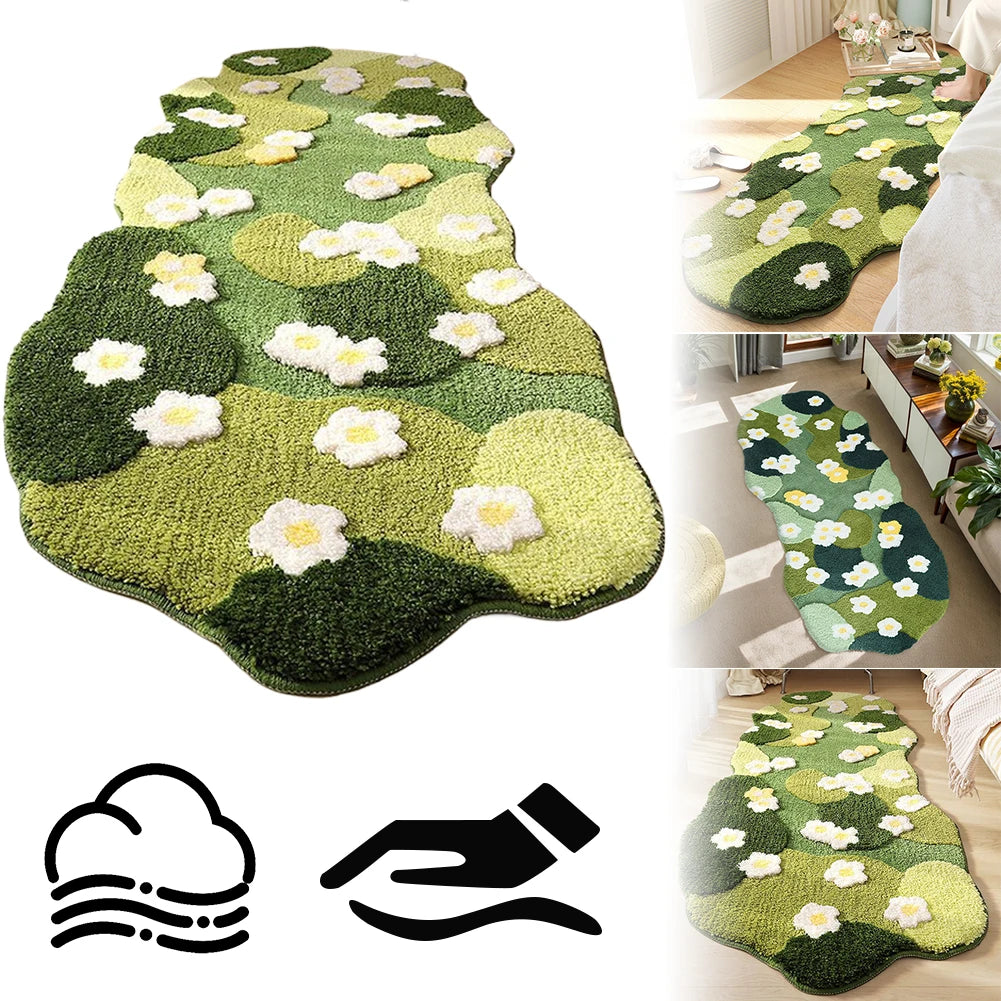 3D Moss Green Carpet Fluffy Forest Floor Mat