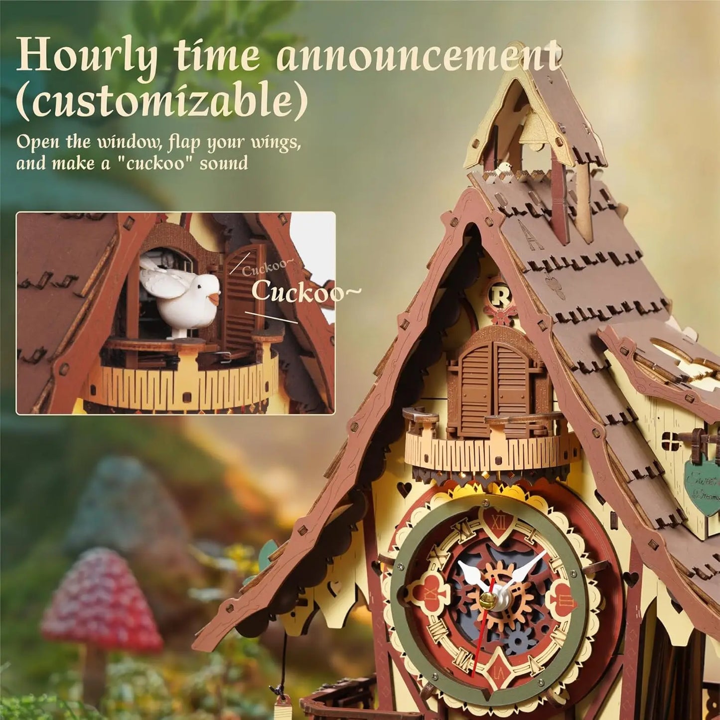 3D Wooden Puzzle Cuckoo Clock Kit Black Forest Style