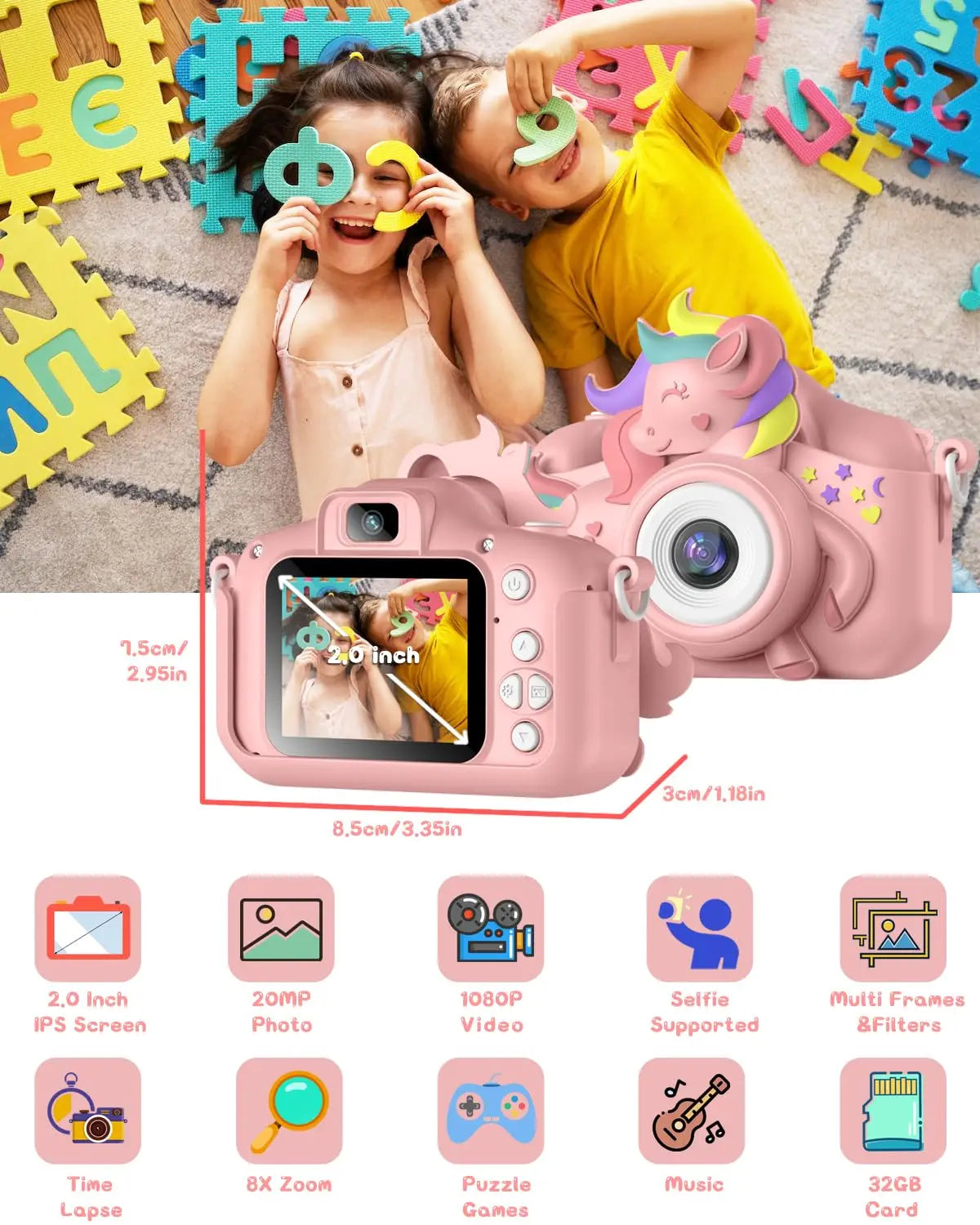2.0" Kid's Camera 20MP 1080P HD Digital With 32GB Card