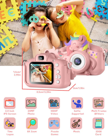 2.0" Kid's Camera 20MP 1080P HD Digital With 32GB Card