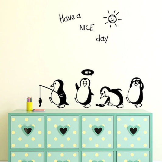 Cute Penguin Wall Stickers Art For Home Decoration
