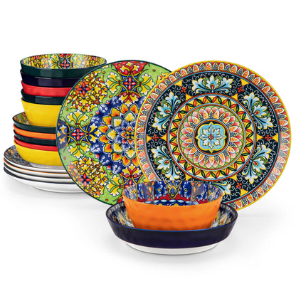 Ceramic Dinnerware Set Bohemian Style For 6