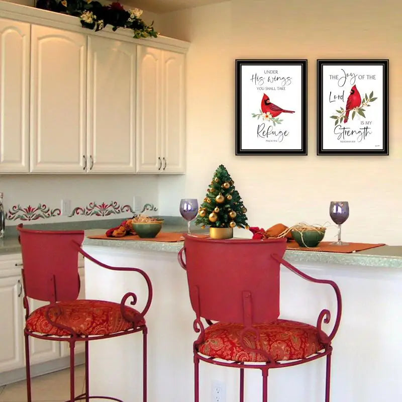 2-Piece Wall Art - "The Lord is My Strength" with Red Cardinals