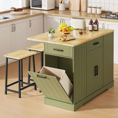 Kitchen Island with 2 Chairs