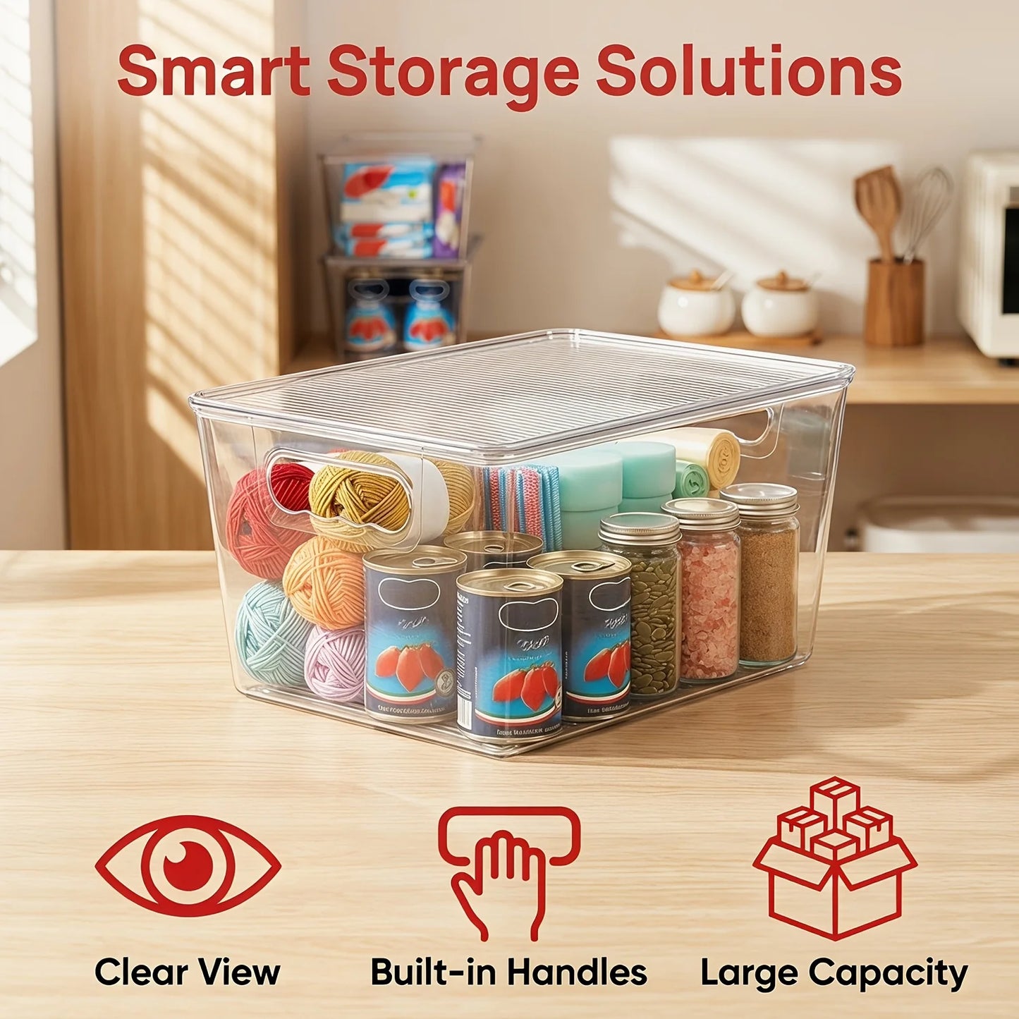 10 Pack Clear Stackable Storage Bins with Lids