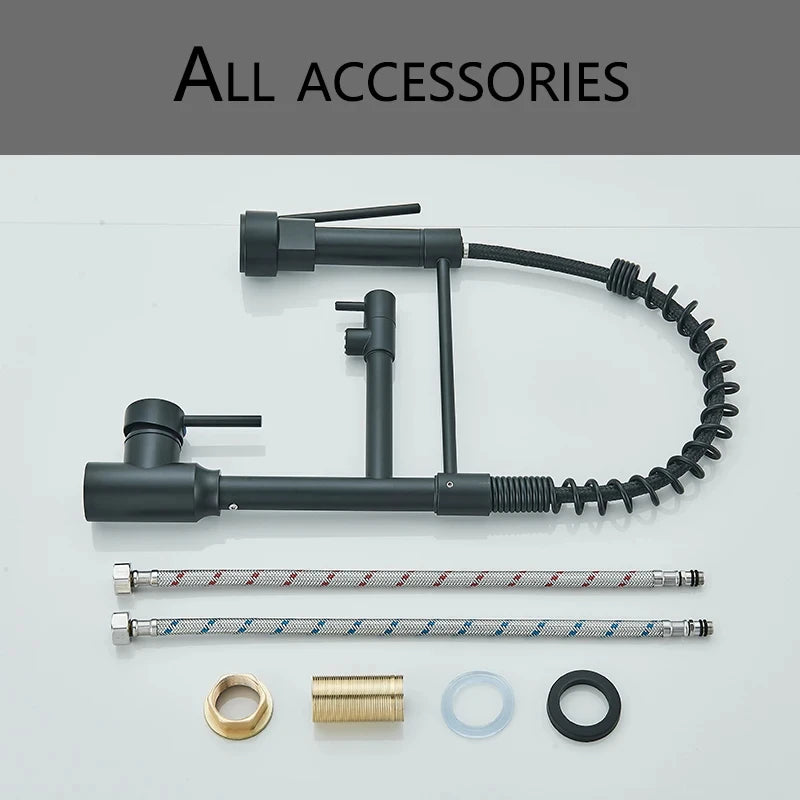 Black Kitchen Sink Faucet Pull Down Hot and Cold Water