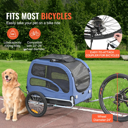 Pet Cart Bicycle Carrier with Reflectors, Collapsible for Travel