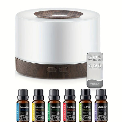 Aromatherapy Diffuser with LED Light, 6 Essential Oils, Ultrasonic Cool Mist