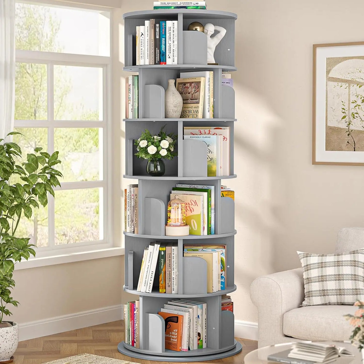 6 Tier Rotating Bookshelf