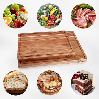 Acacia Wooden Butcher Block Cutting Board With Side Handles