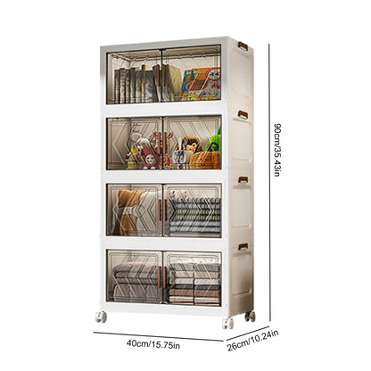 4 Tier Stackable Storage Bins with Wheels for Living Room Bedroom