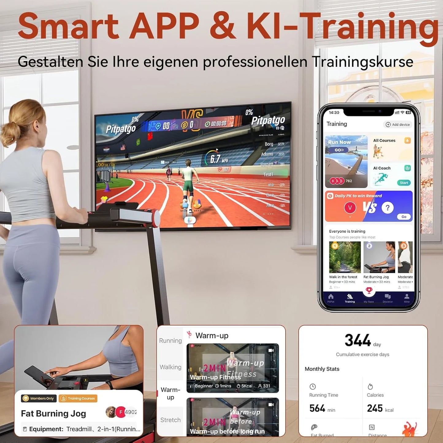 3.5HP Foldable Treadmill 350lbs Adjustable Incline