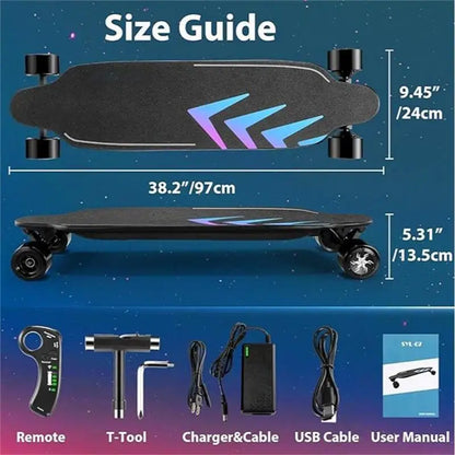 38" Electric Skateboard with Remote Control, 28 MPH Top Speed