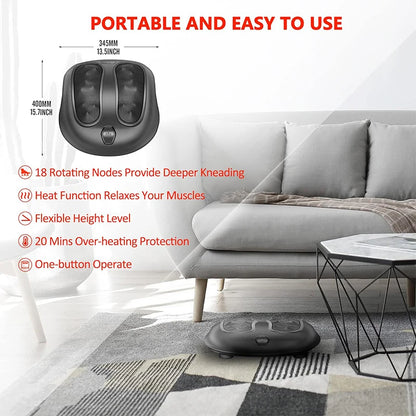 Electric Foot Massager with Heat Compress Deep Kneading Shiatsu Massage