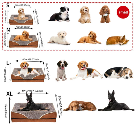 Oversized pet bed, washable with raised edges,