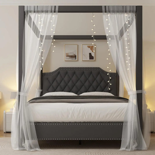Upholstered Canopy Bed Frame